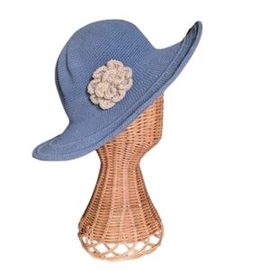 San Diego Hat Company Blue Hat with Cream Flower